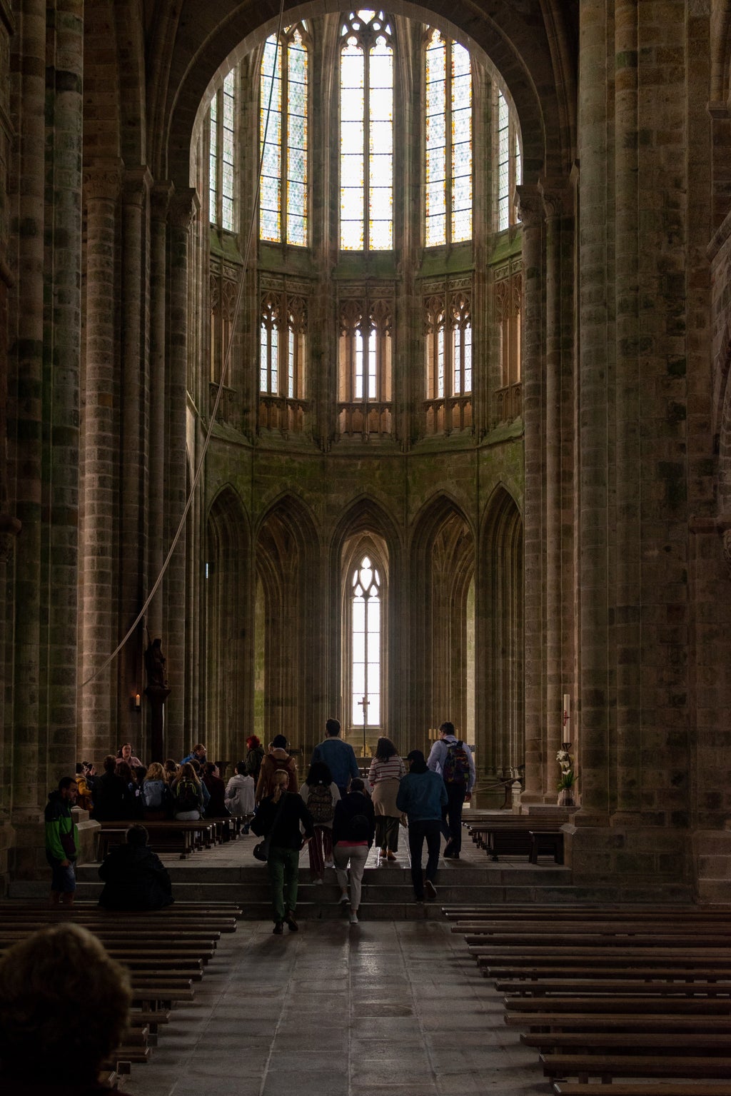 People standing inside a cathedral