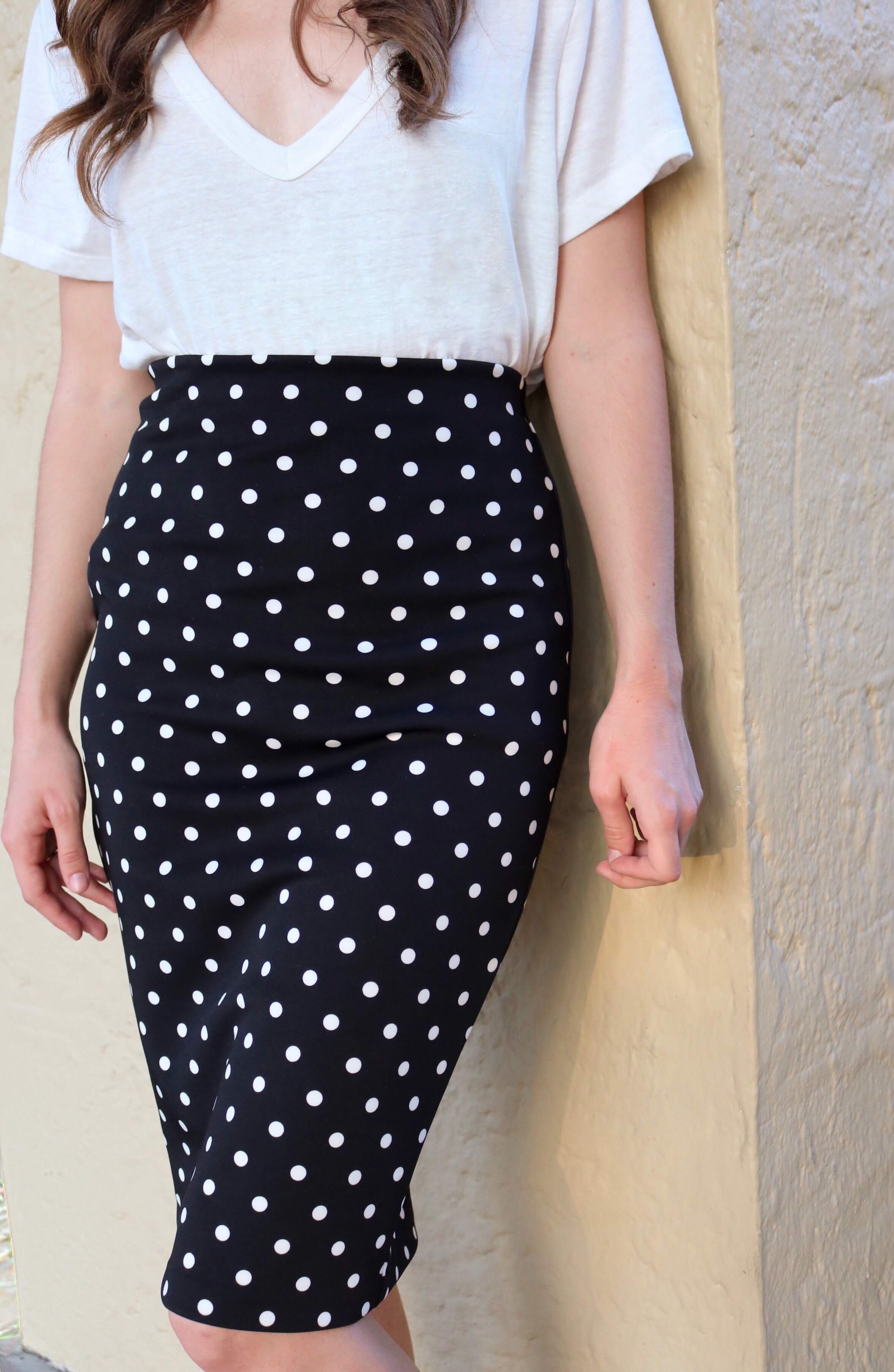 black and white polka dot skirt