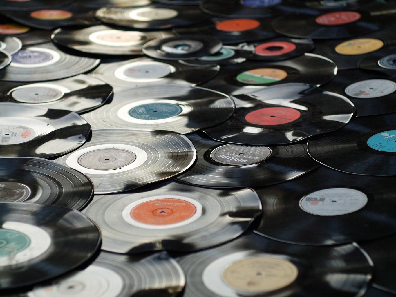 a pile of vinyl records
