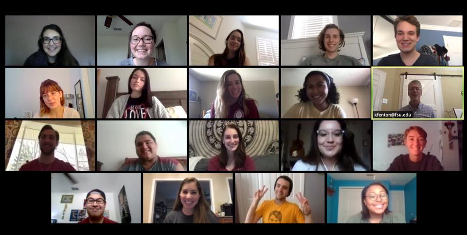 A Zoom call of about 20 people