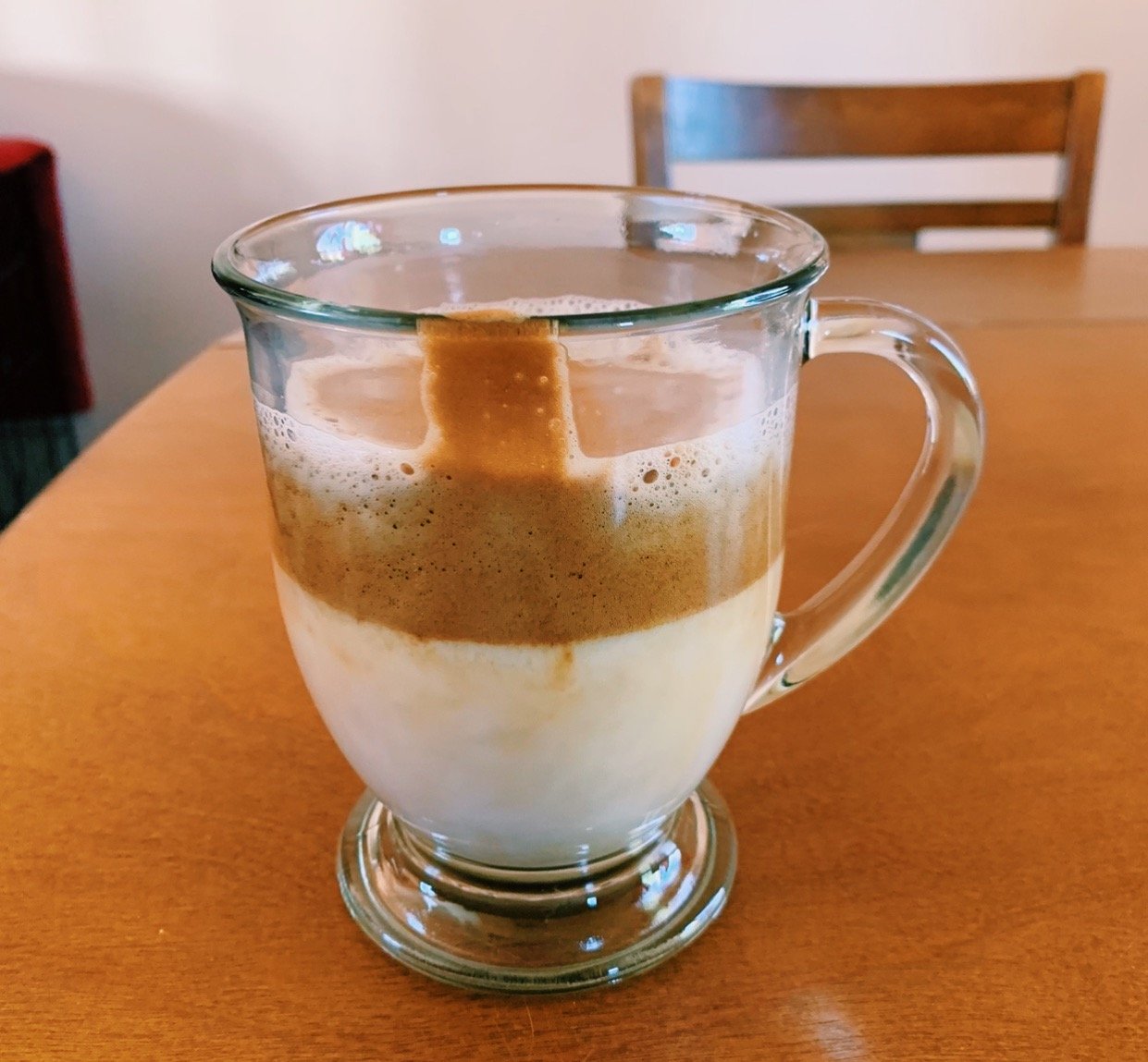 Homemade latte for a Rutgers article.