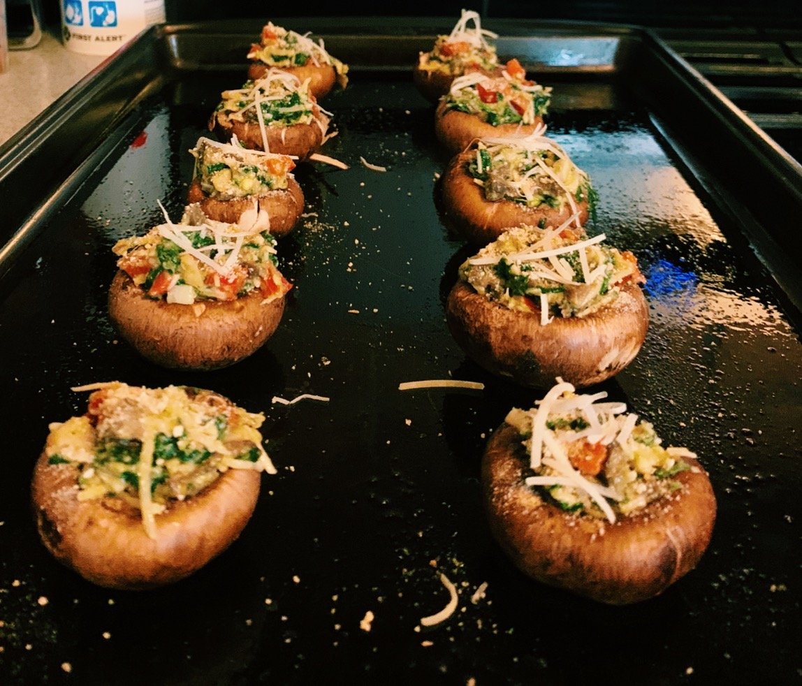 Food cooking in the oven for a Rutgers article.