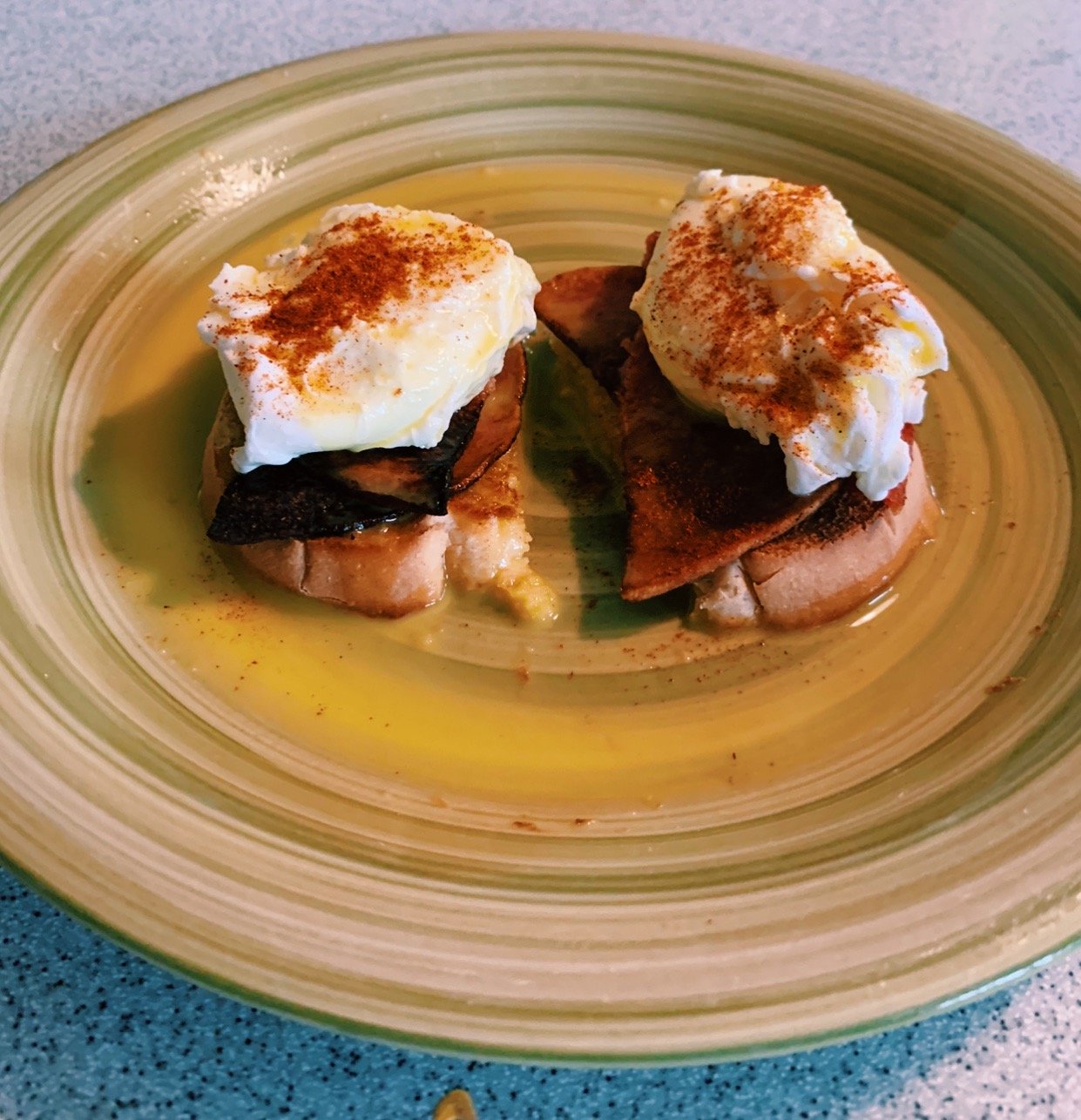 Plate of breakfast food for a Rutgers article.