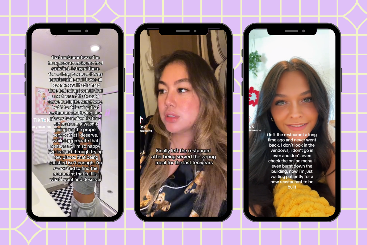 tiktokers doing the \"left the restaurant\" trend