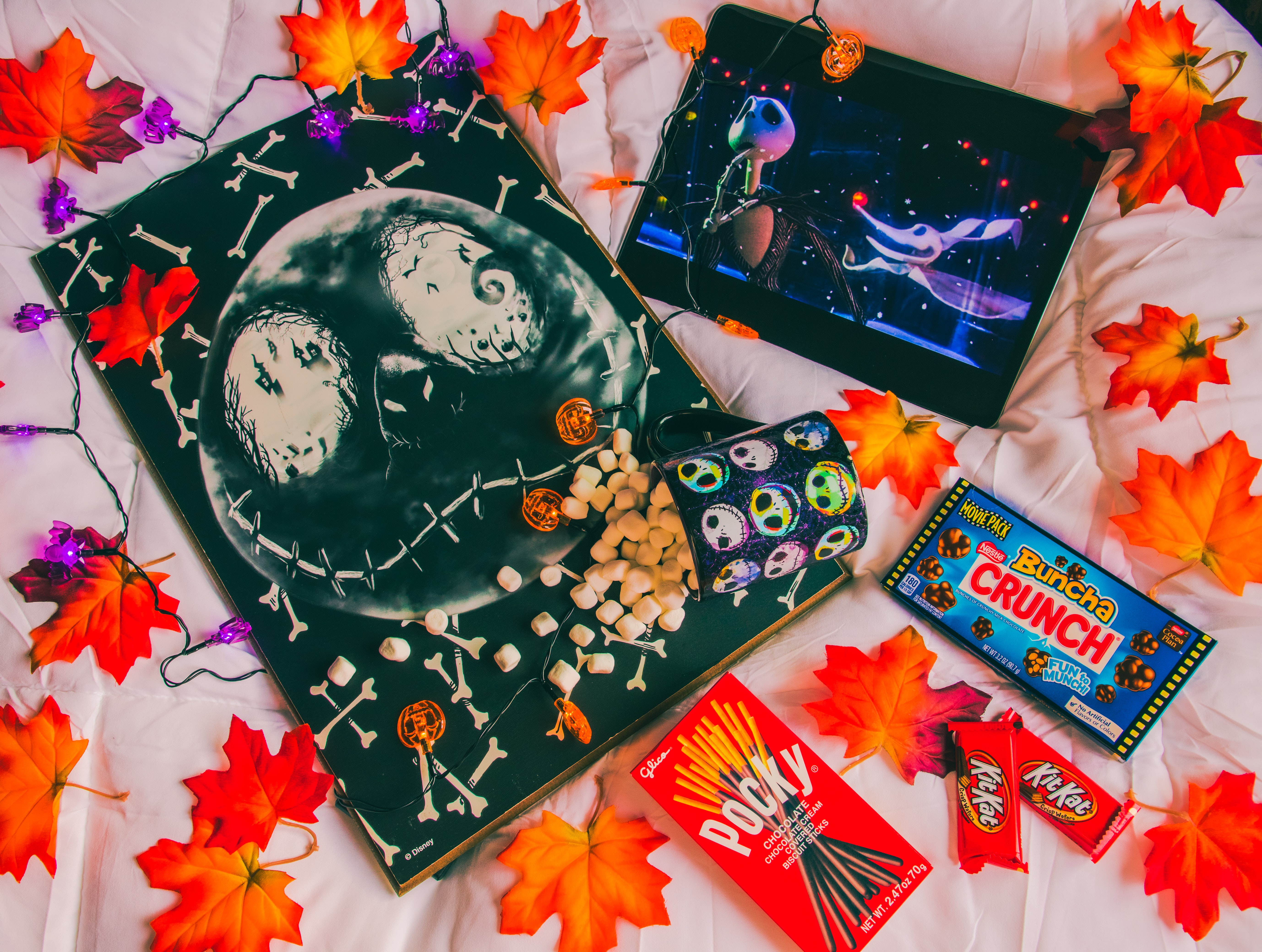 Halloween movie night with candy