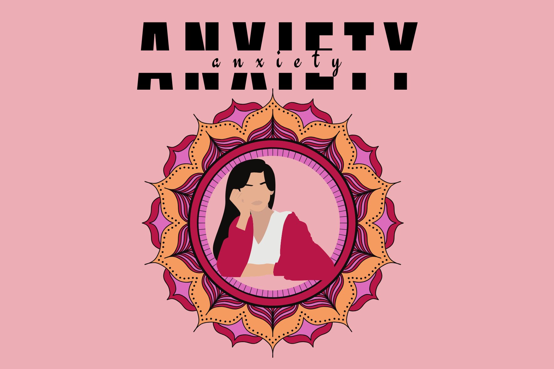 Girl in Mandala with pink background