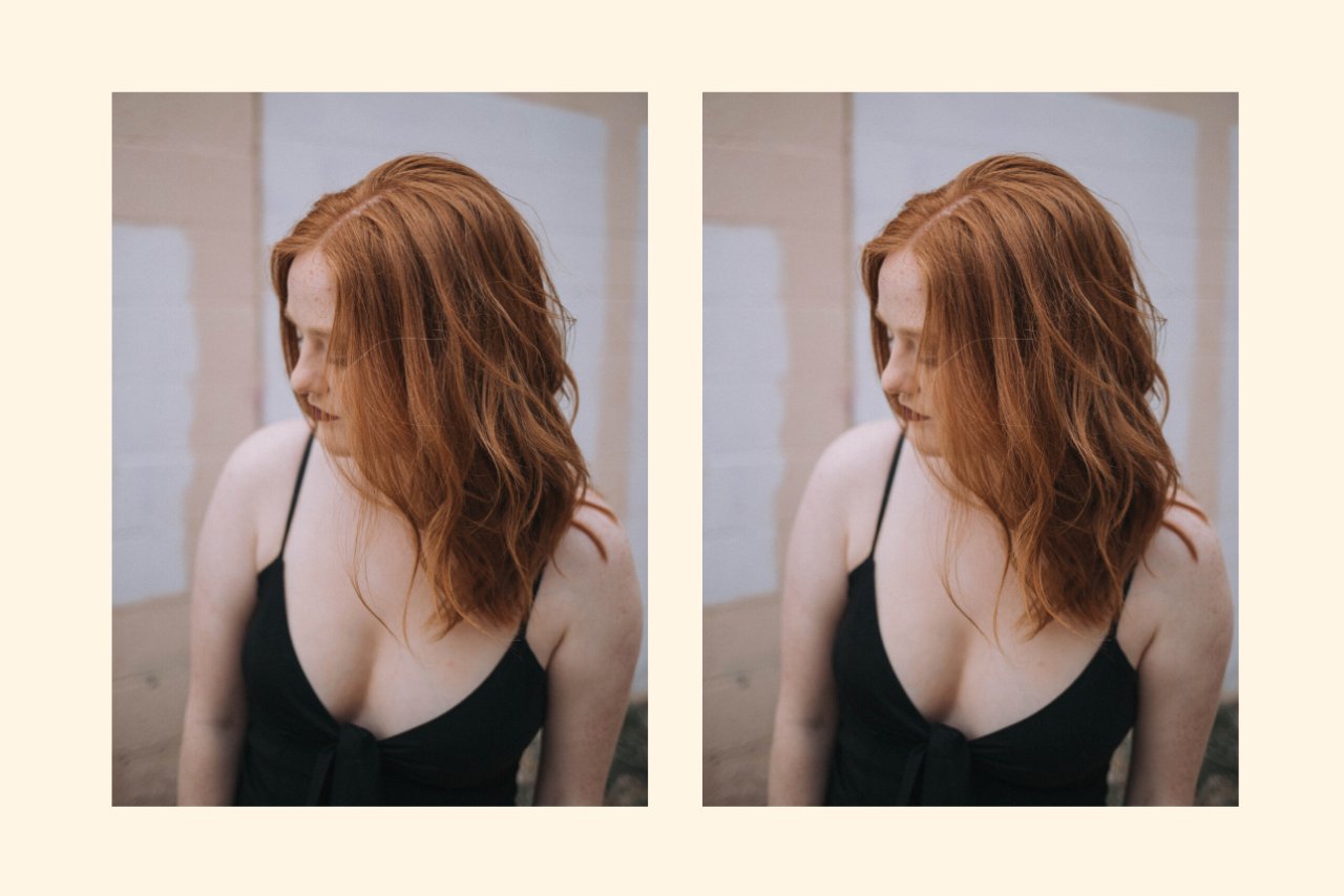 woman with wavy red hair