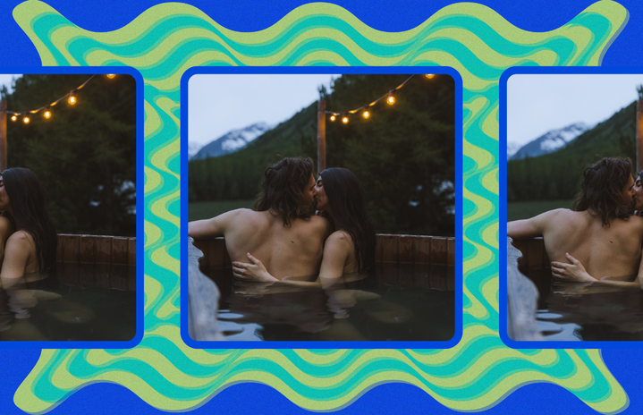 couple kissing in hot tub
