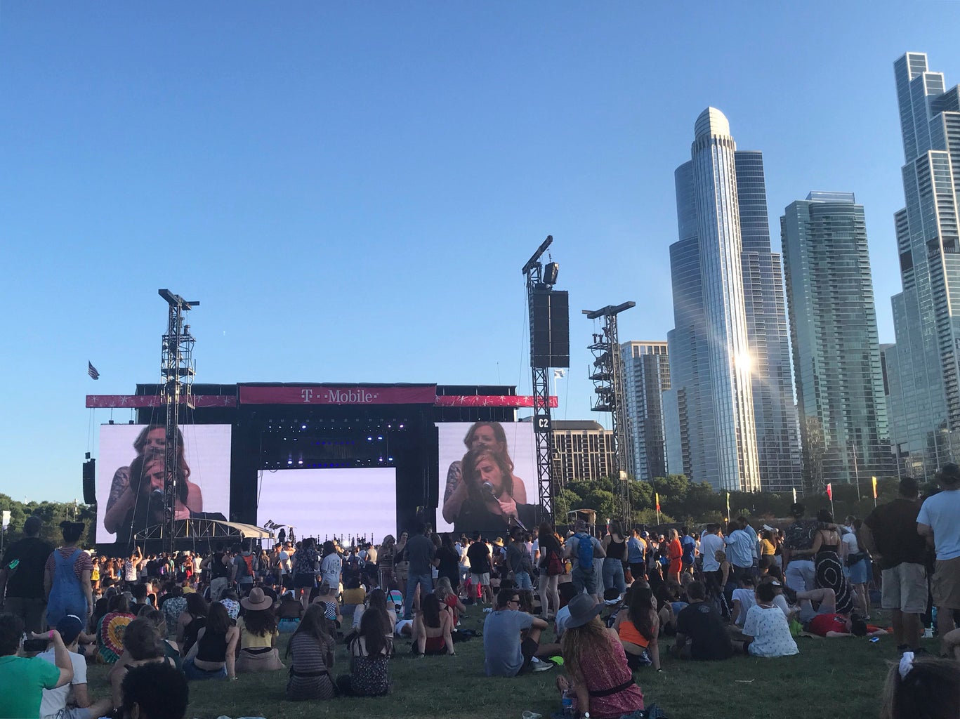 photo of Hozier performing onstage at Lollapalooza