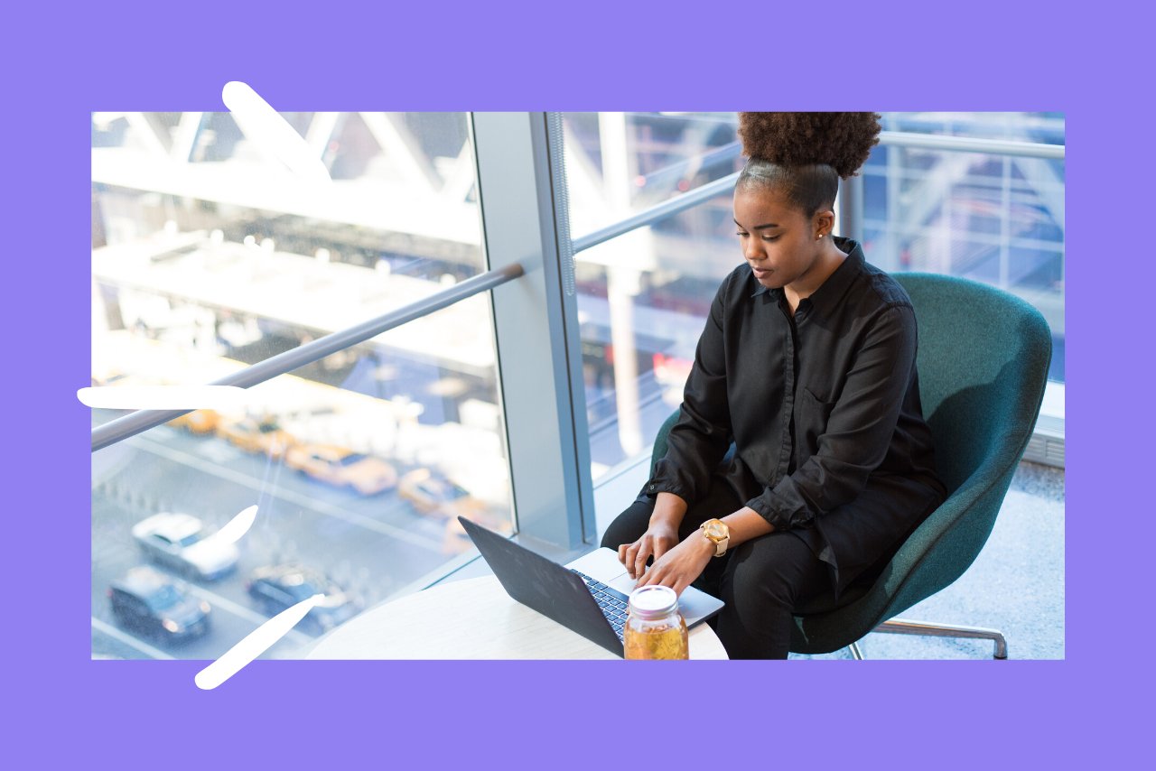 woman typing on computer