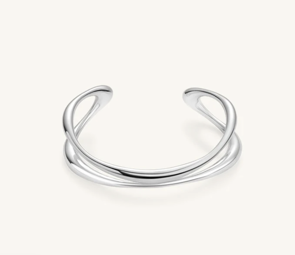 Double Layer Cuff Bracelet in Silver