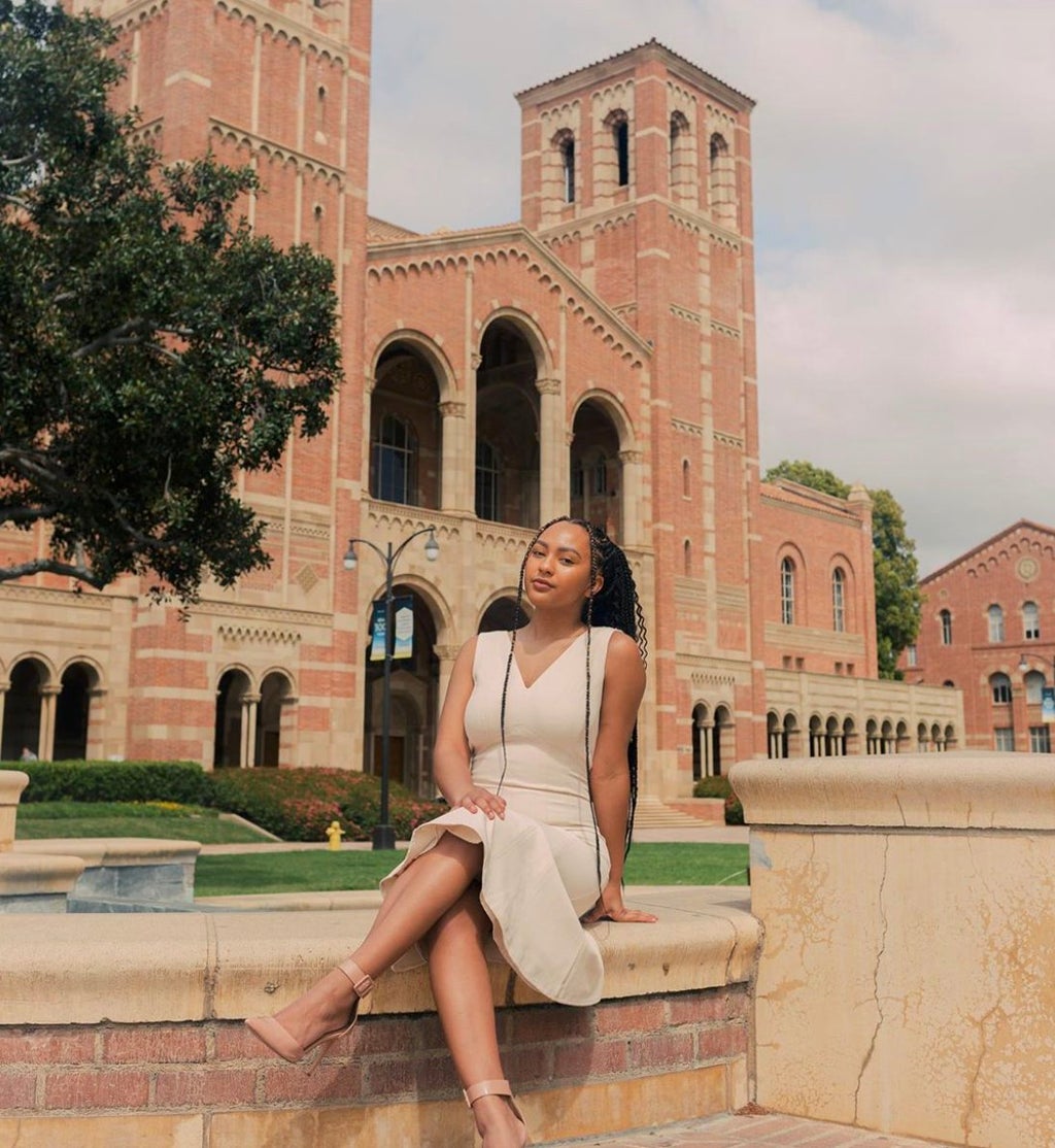 picture of friend at UCLA Royce Hall, newly elected UCLA student body president