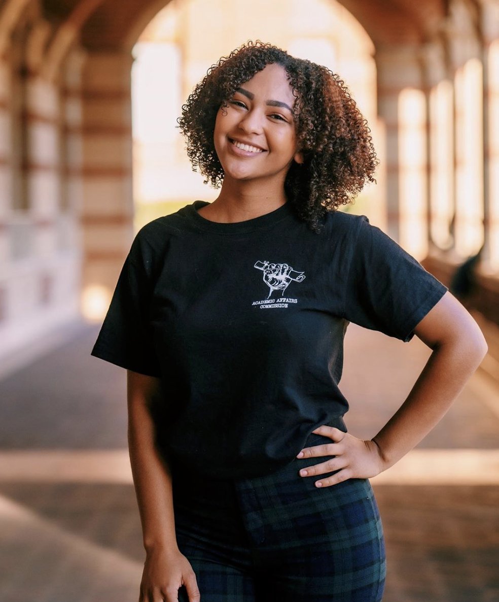 picture of friend Naomi at UCLA Royce Hall as Academic Affairs Commissioner