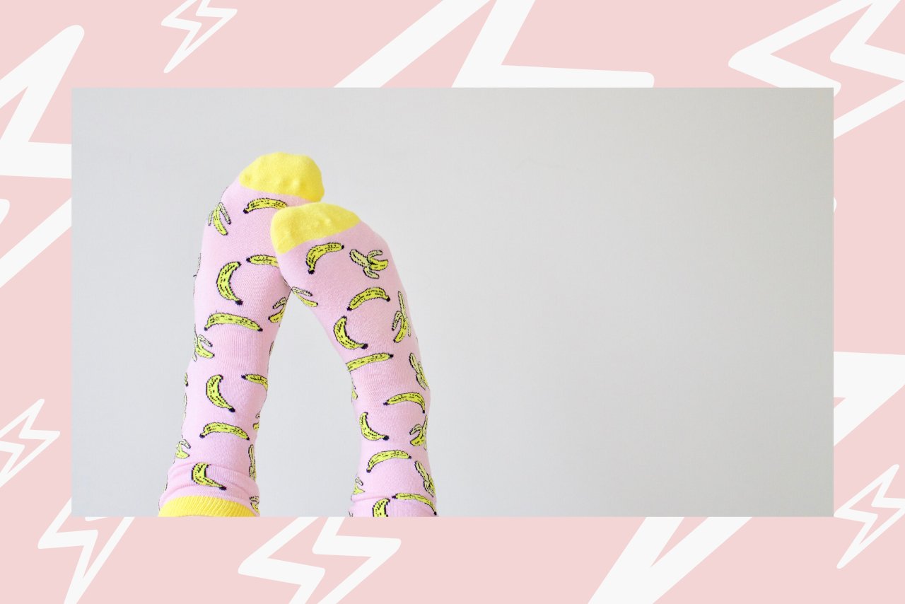 pink and yellow cozy socks