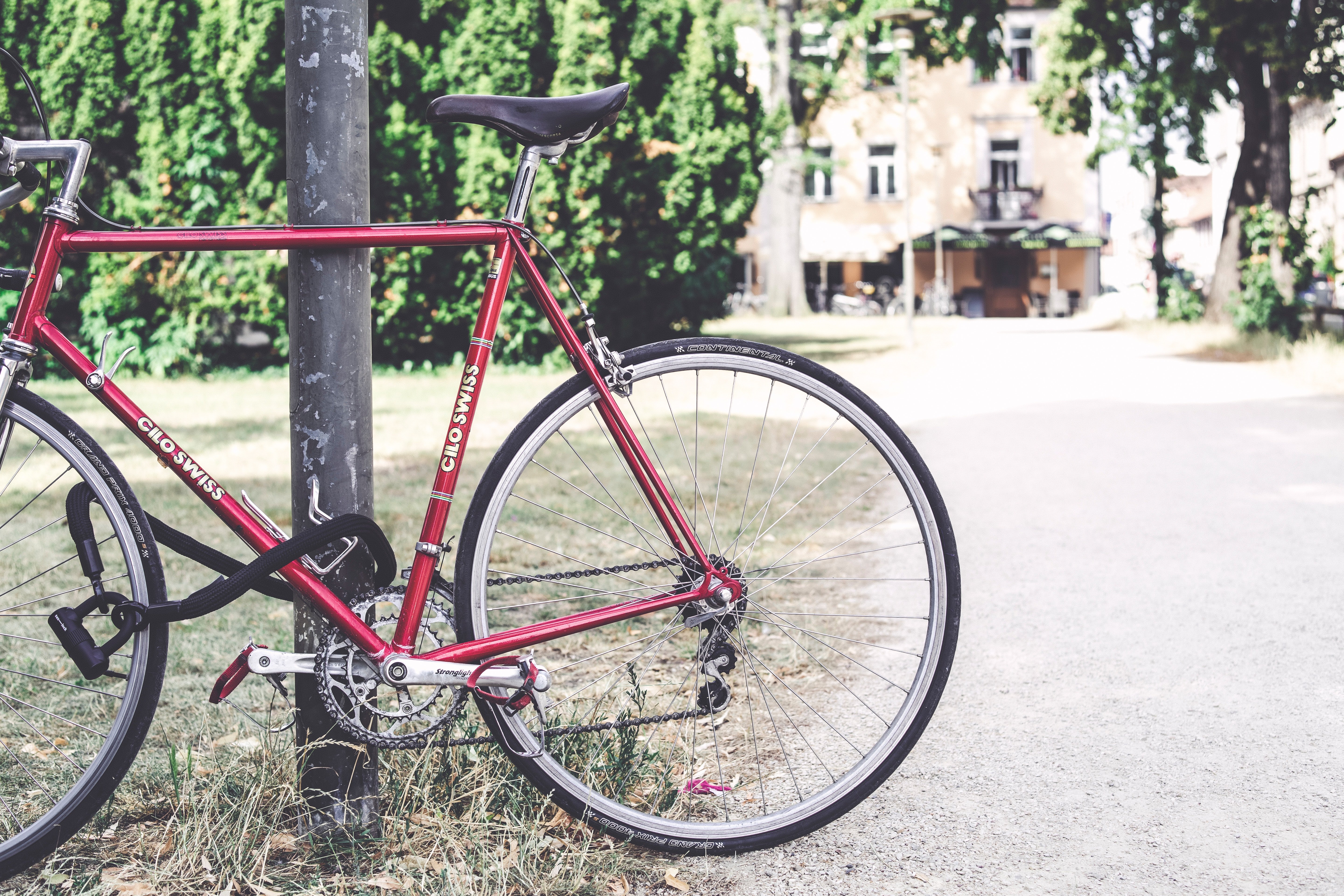 red bike outside home
