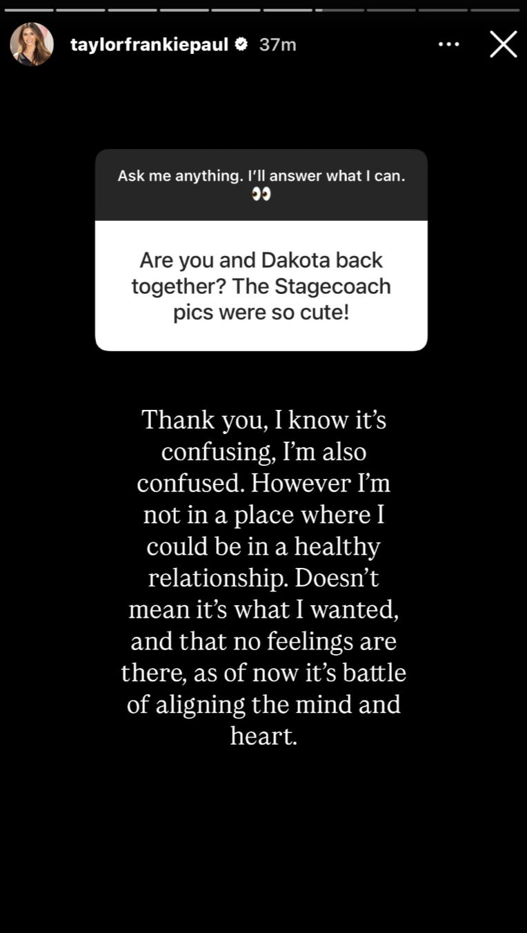 Taylor Frankie Paul Insta Story