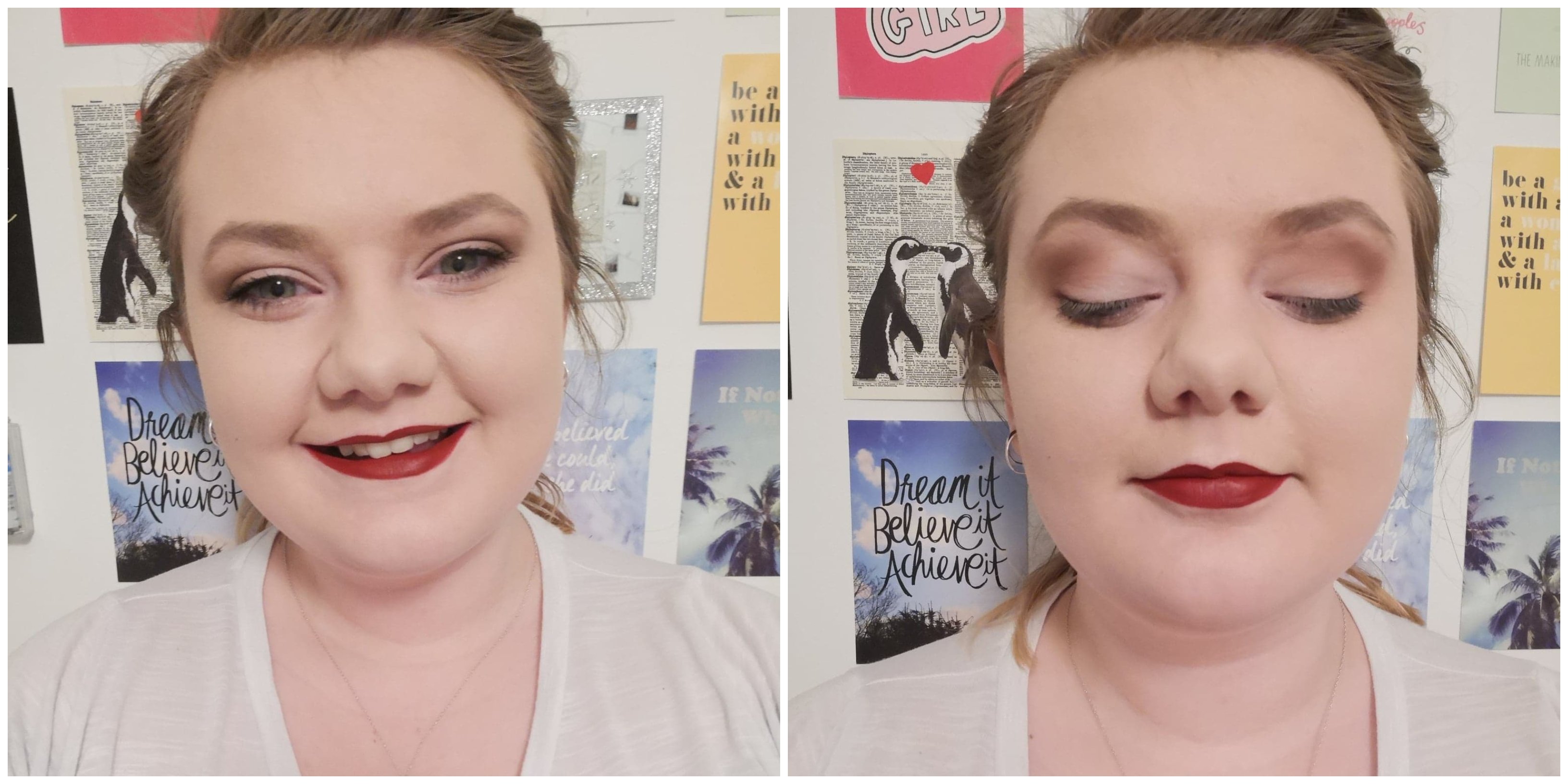 Girl posing with light pink make up look