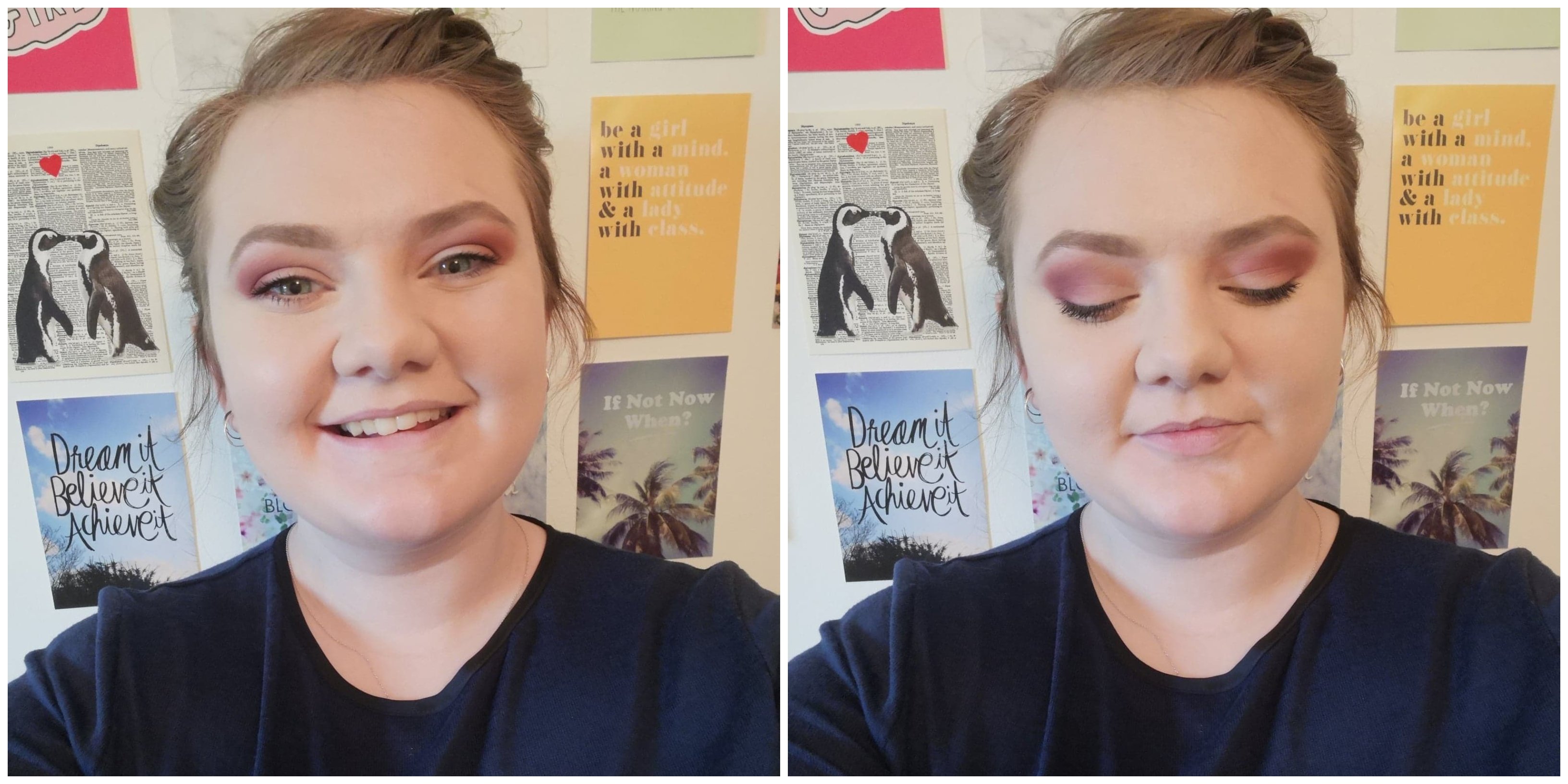 Girl posing with burgundy make up look