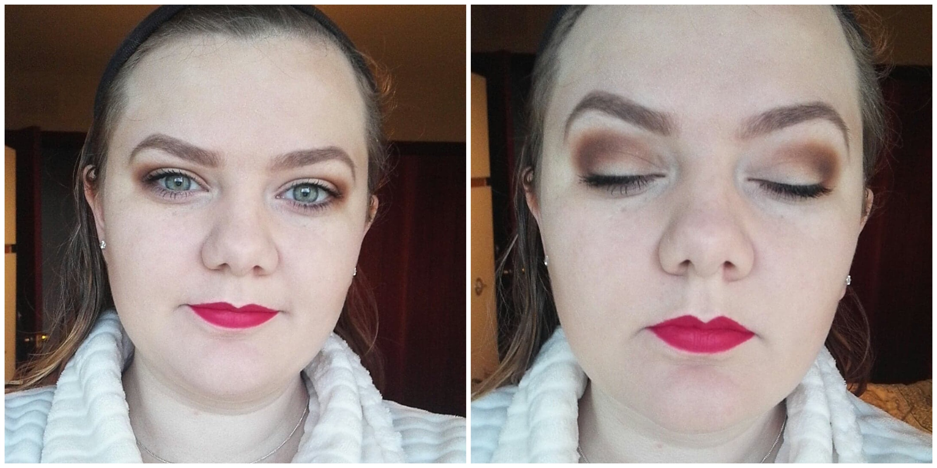 Girl showing brown eye make up look