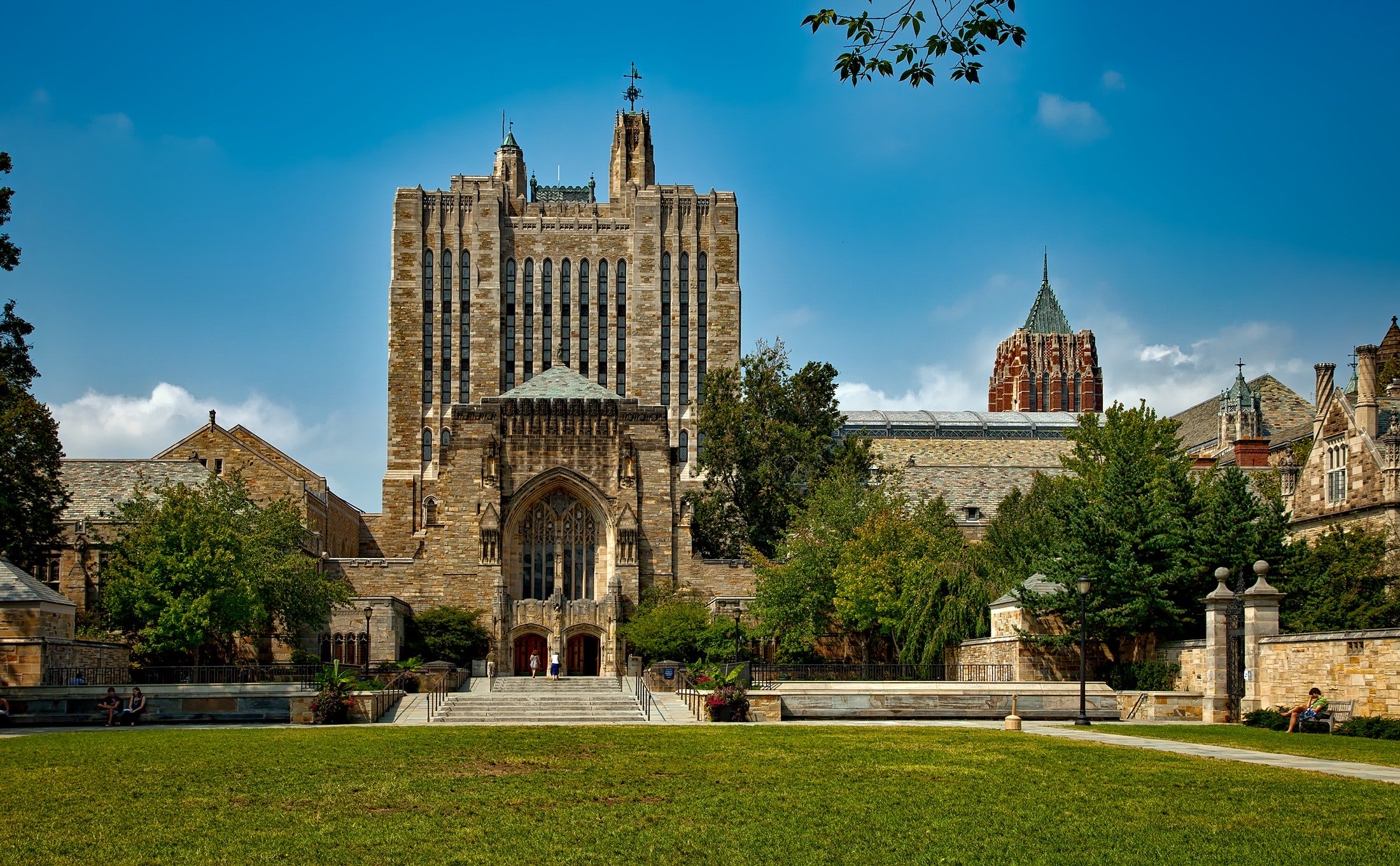 medieval architecture building with grass courtyard