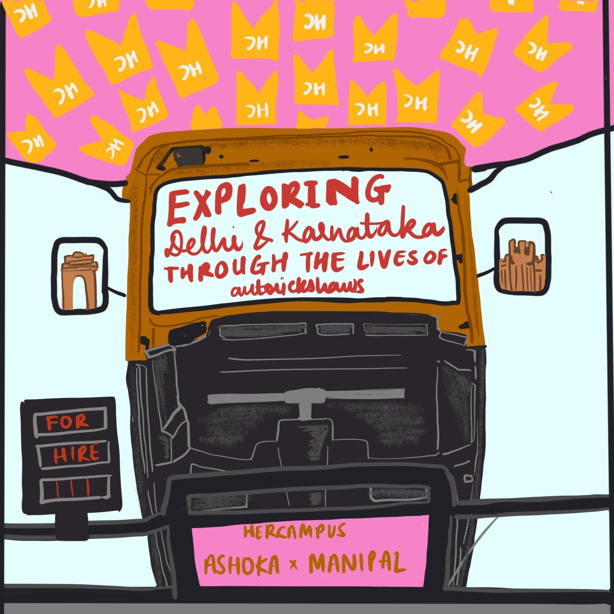 Seld made digital art supporting the article. Has an auto-rickshaw with famous monuments of India
