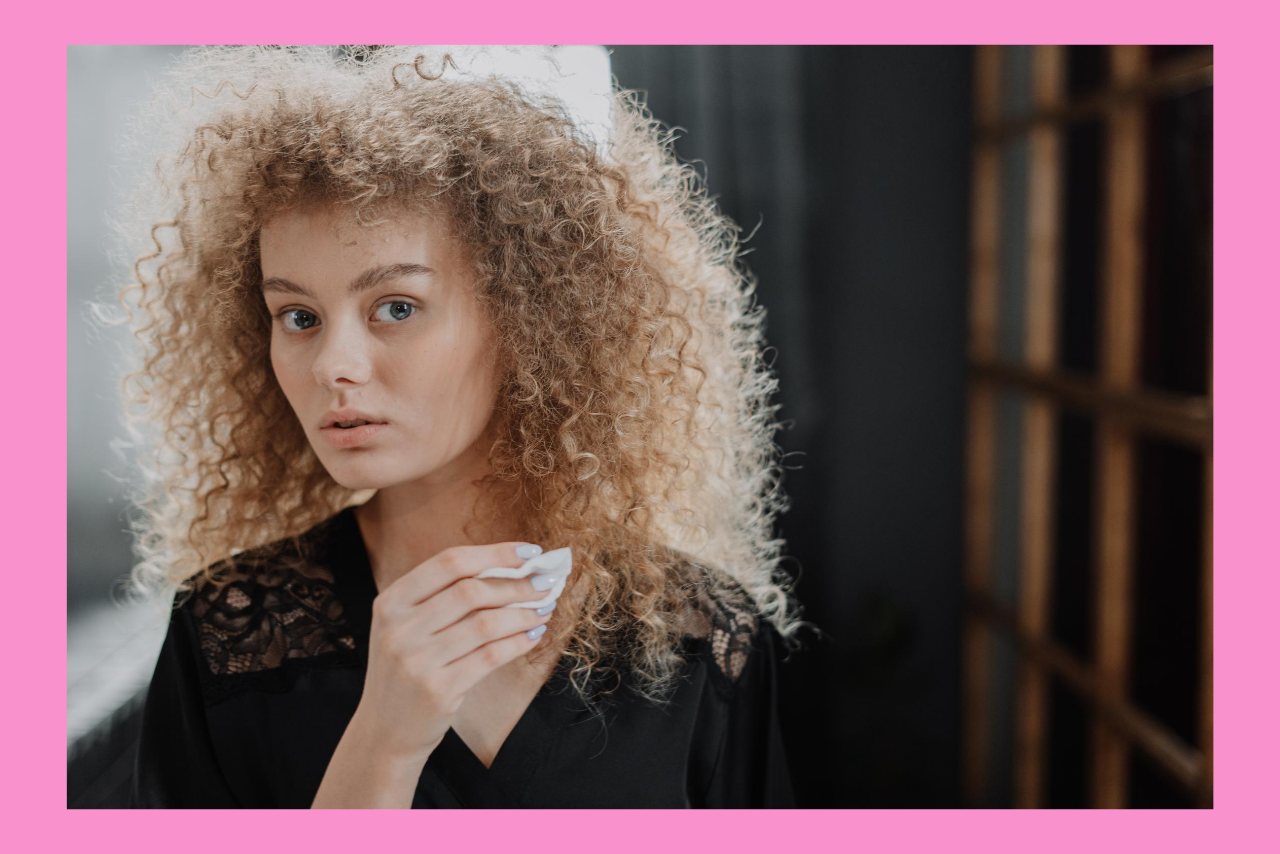 woman getting ready in robe