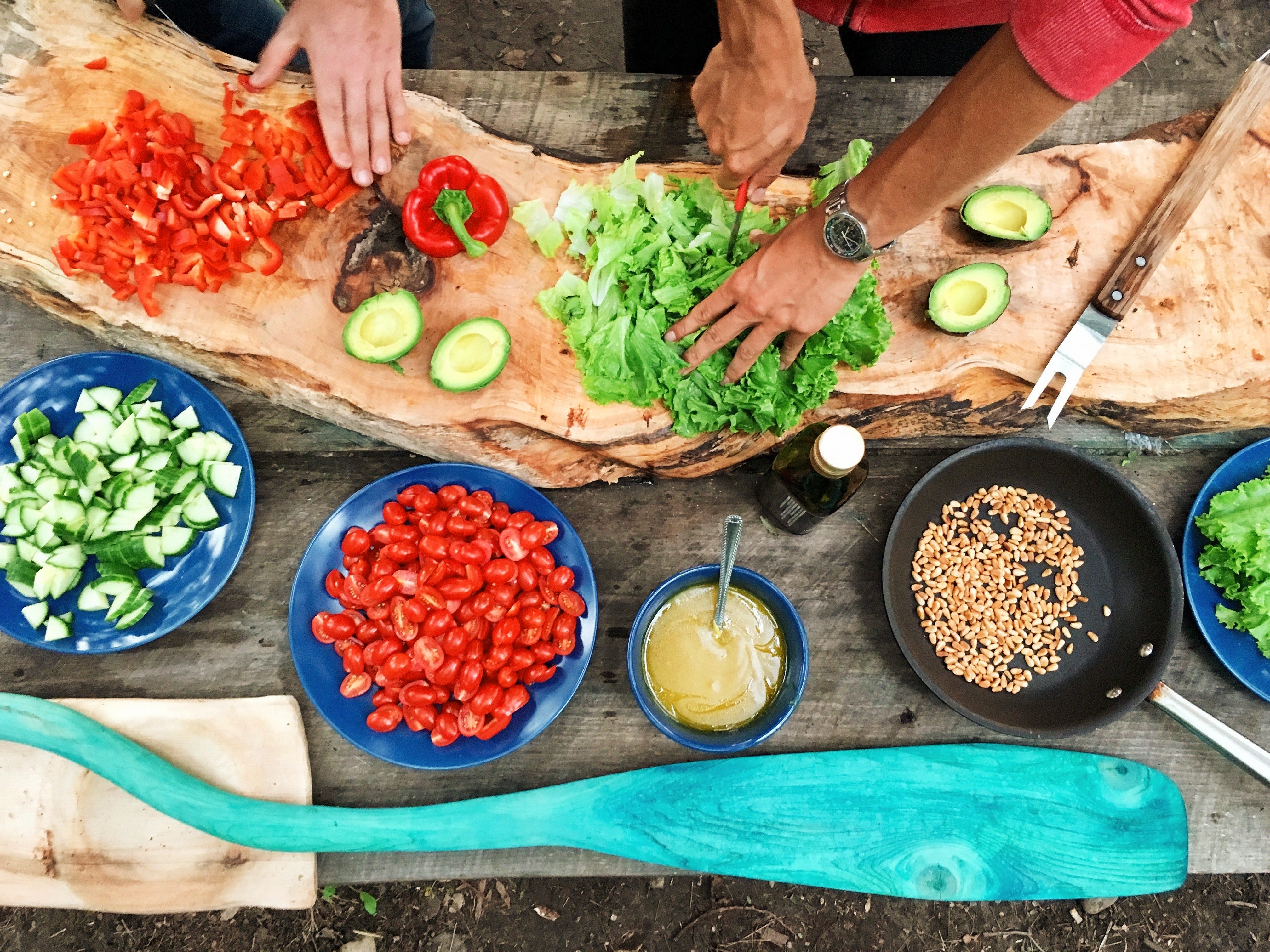 fresh salad ingredients by Maarten van den Heuvel