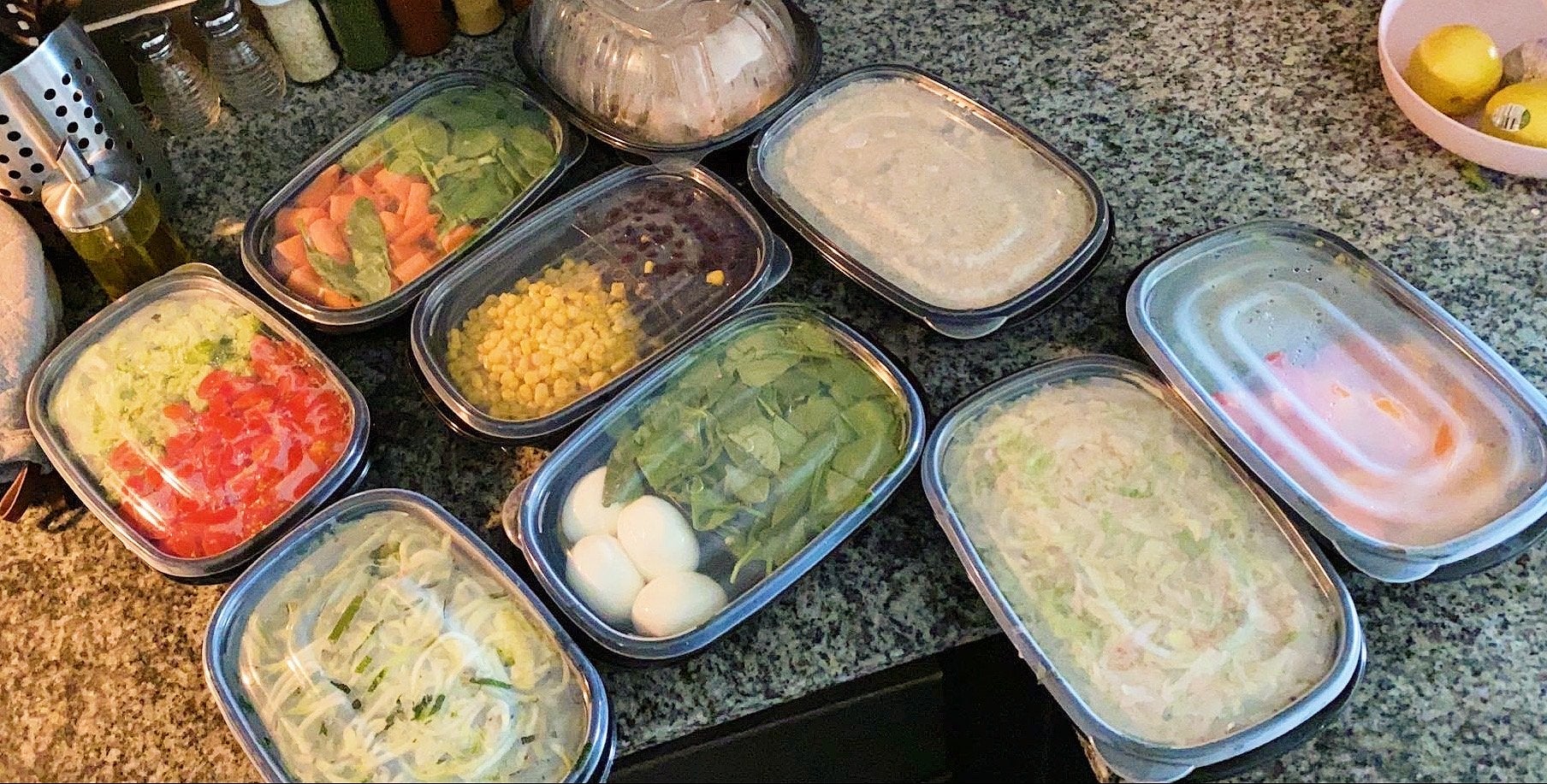 A week\'s worth of meal prepped food