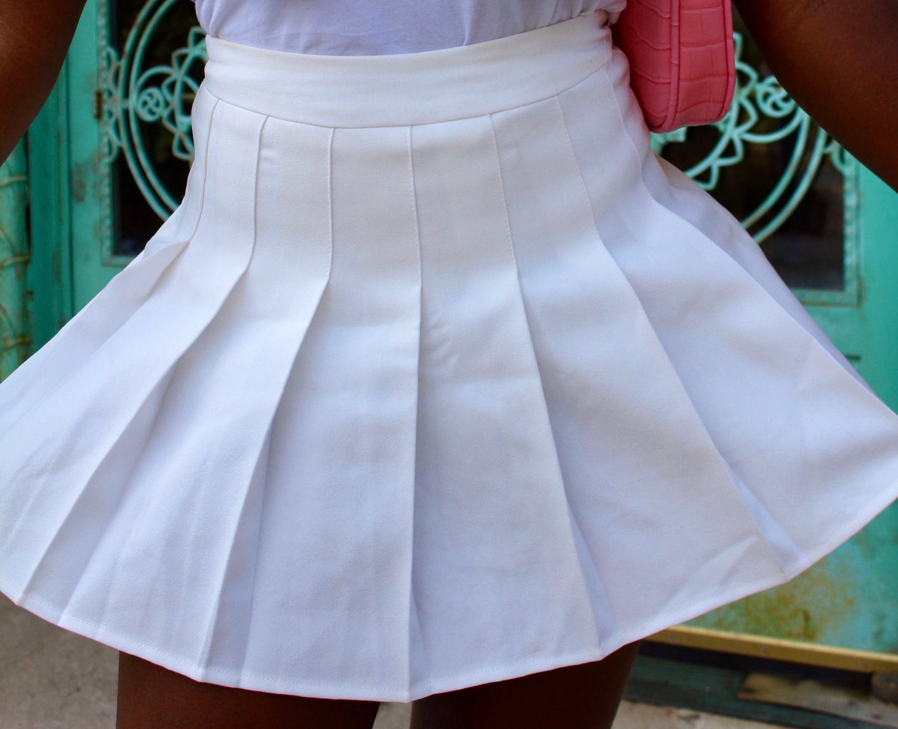 Close up shot of pleated skirt