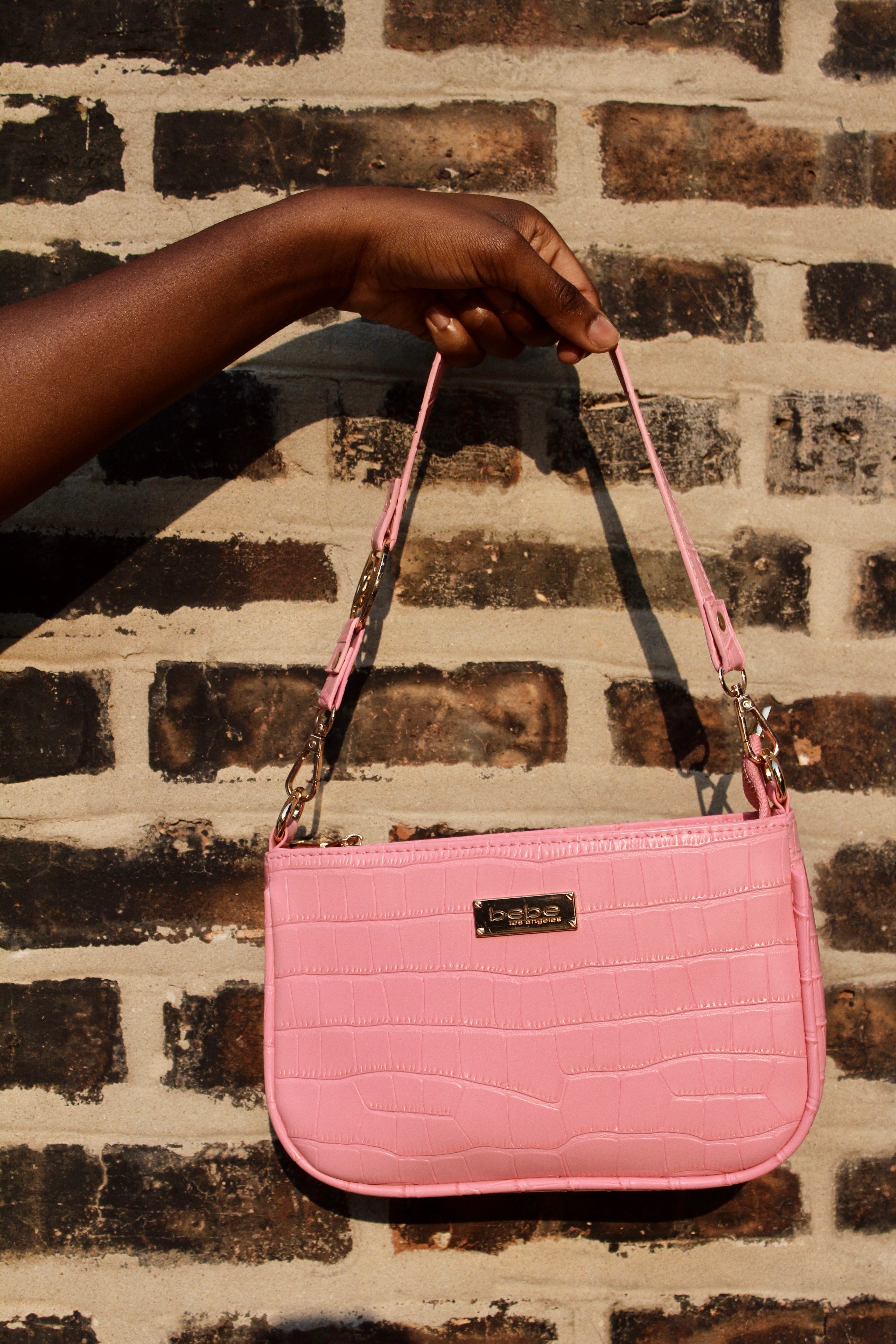 Close up of pink shoulder bag