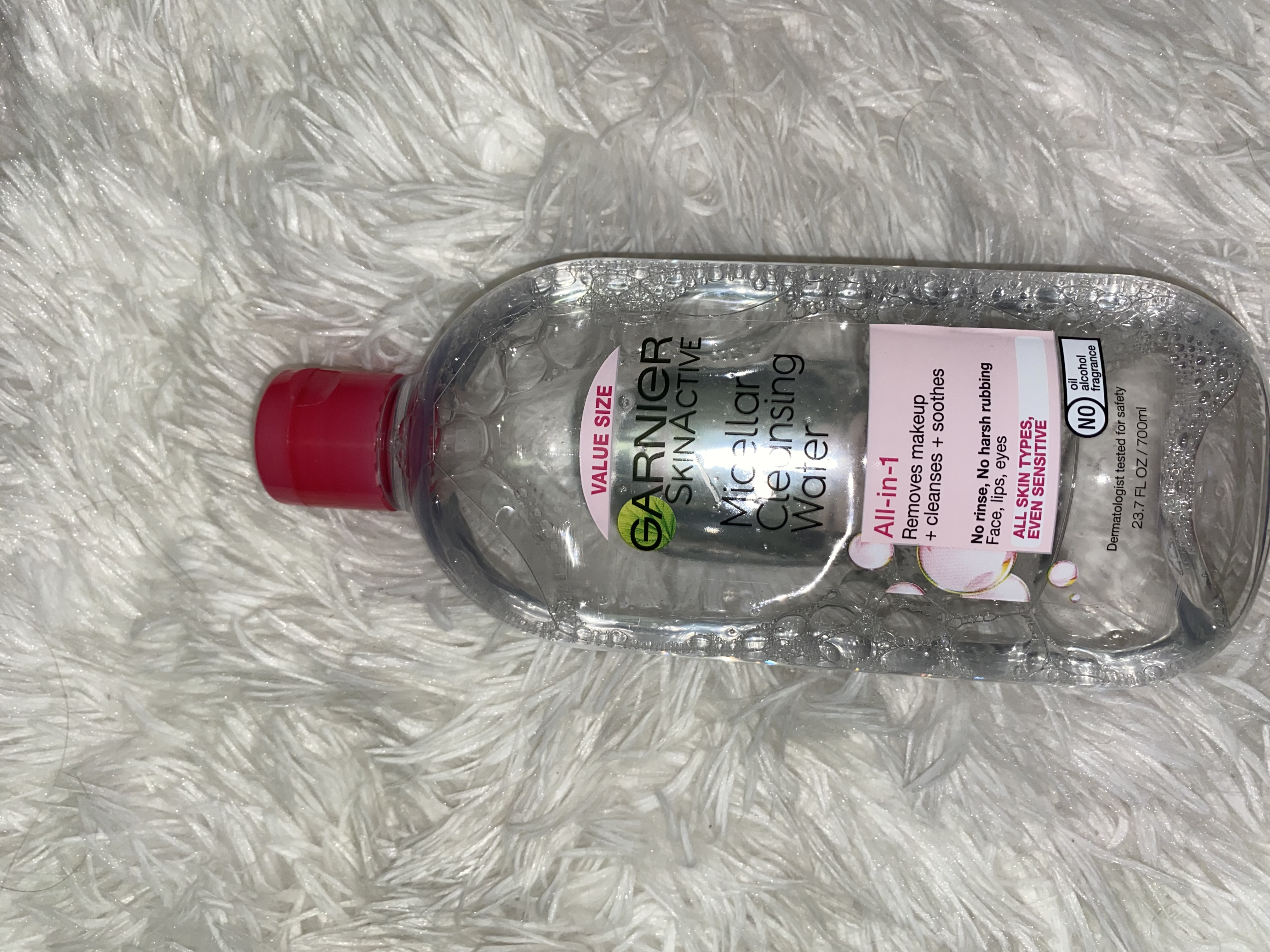 Garnier micellar water, white background