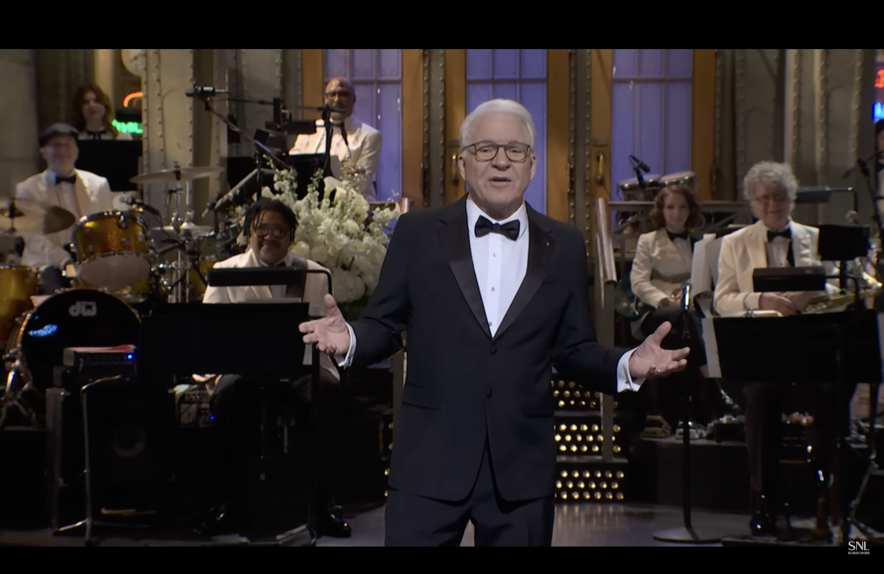 screen grab from steve martin\'s SNL monologue