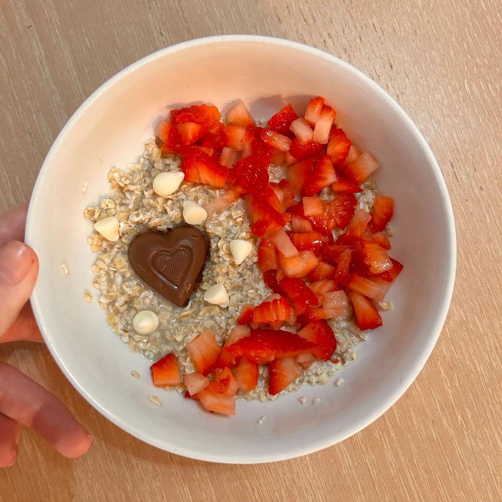 Bowl of Oats with Strawberries and Chocolate