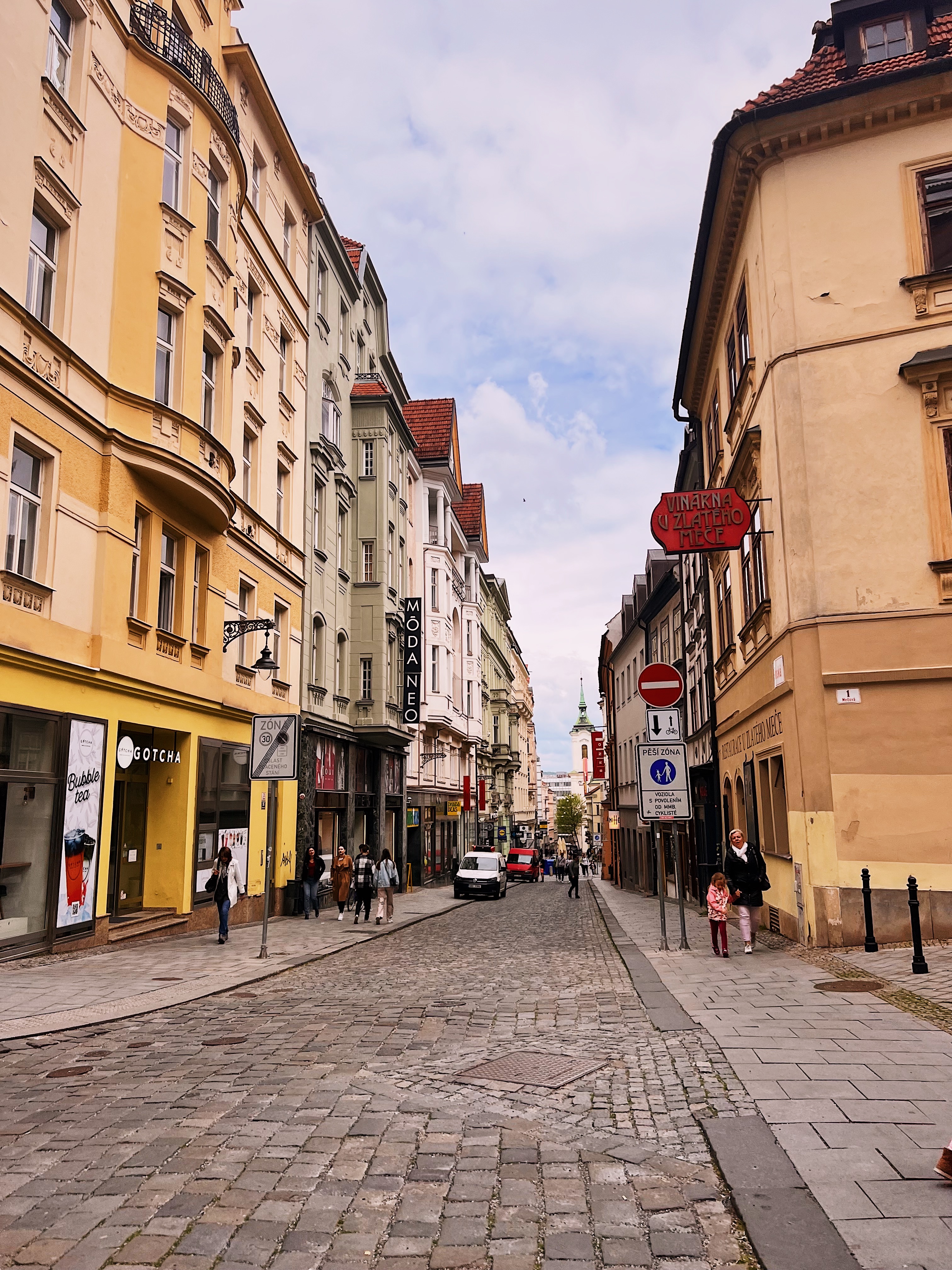 The streets of the city square in Brno, Czech Republic