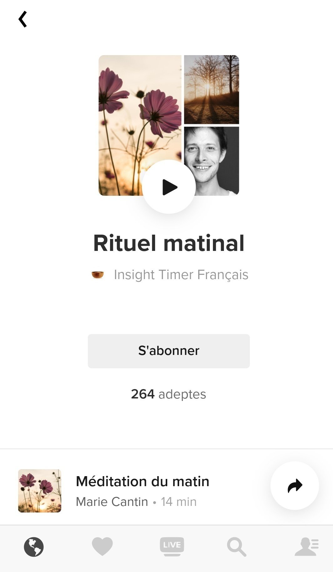 Morning ritual podcast from Insight Timer app