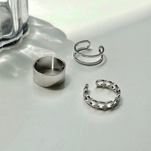 stackable silver ring set