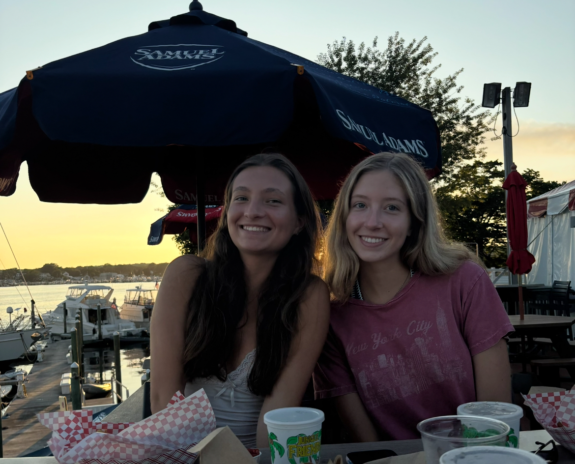 Woman with friend at dinner