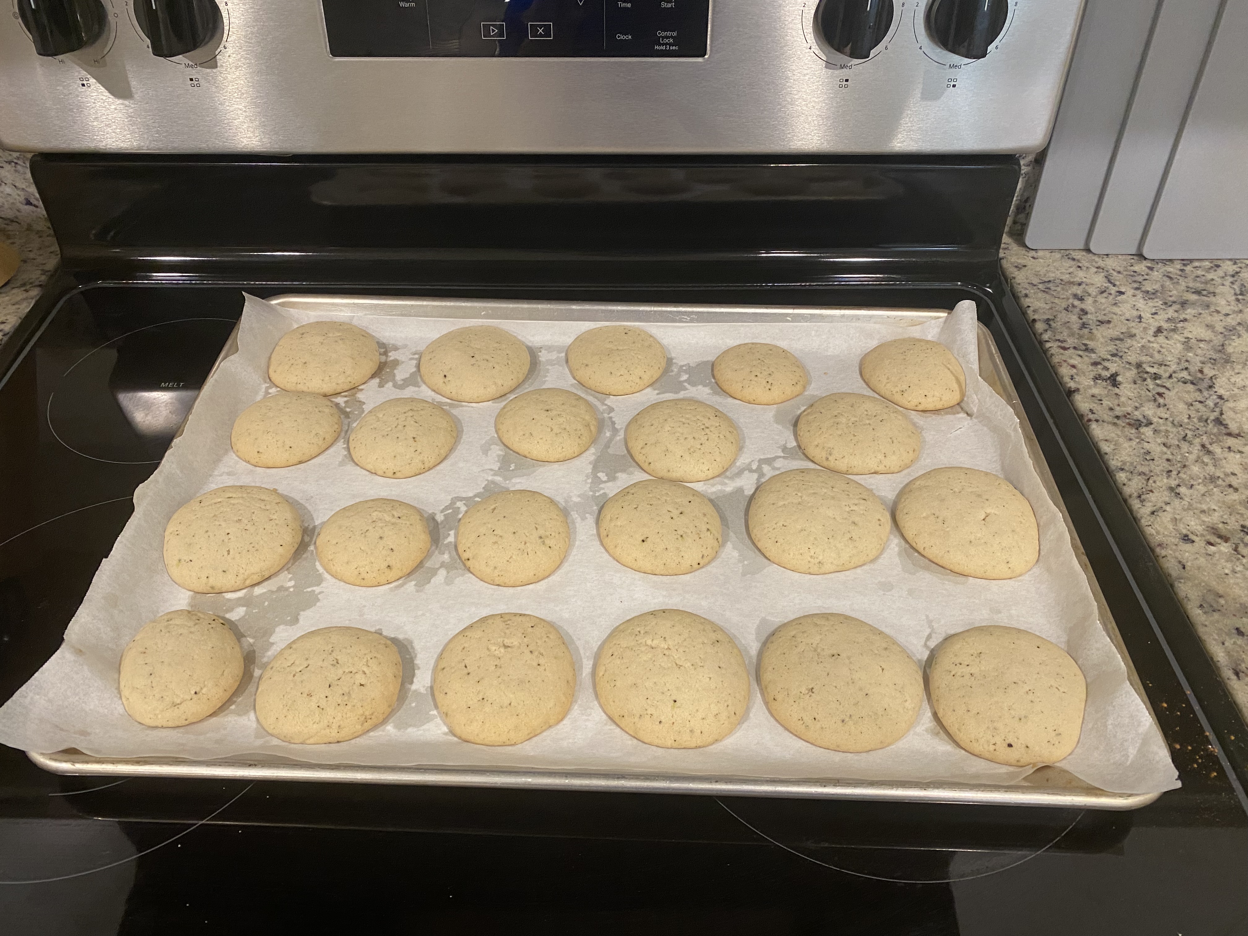 Cookies out of the oven (part of recipe walk through)