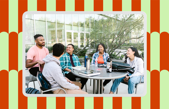 students at a group study on campus