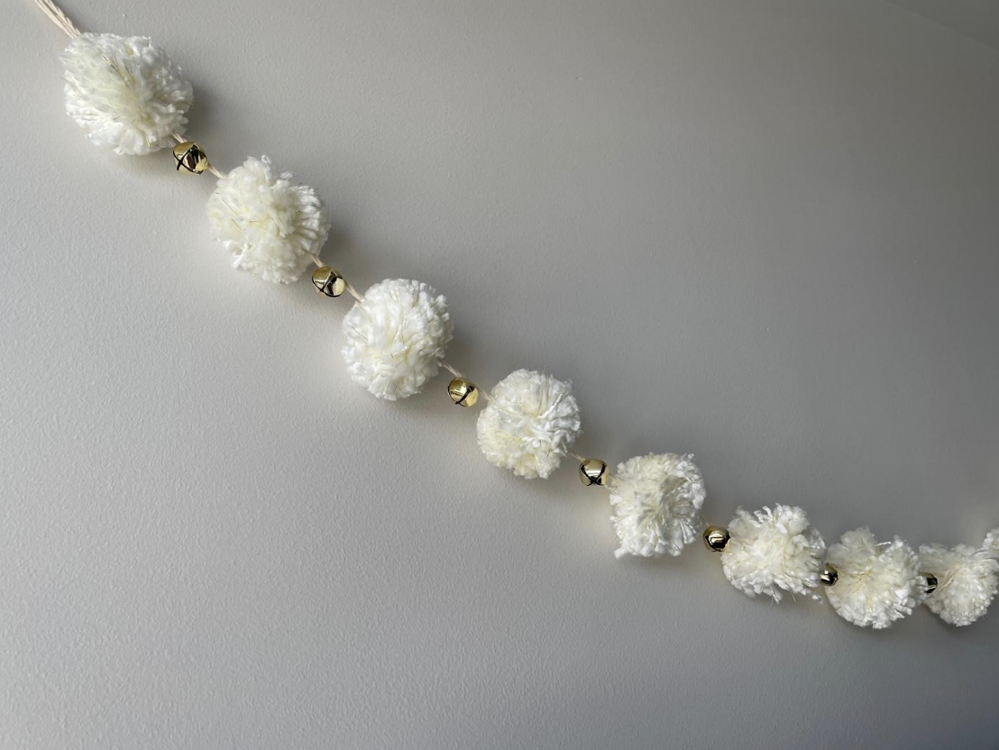 Original photo taken of pompom garland Christmas decorations