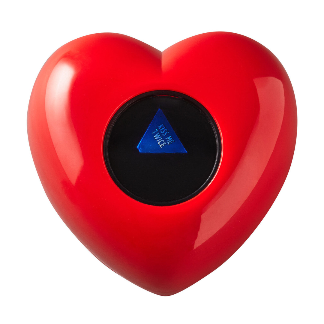 red heart shaped fortune teller toy