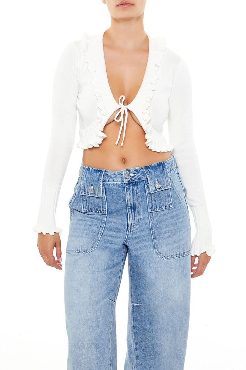 Forever 21 Ruffle-Trim Cardigan Sweater