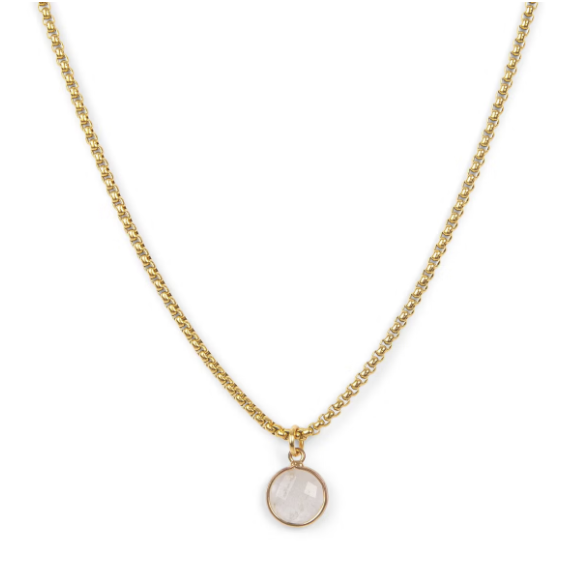 Ethic Goods Gold Plated Rose Quartz Stone Pendant Necklace