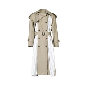 kelly obi spliced pleated belted trench coat