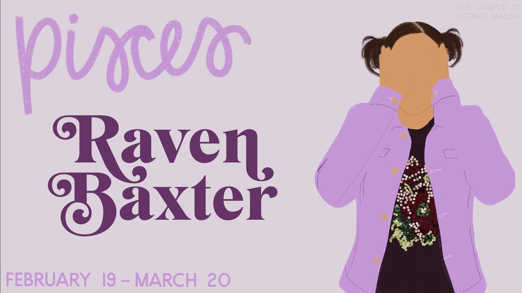 drawing of Raven Baxter on a purple background
