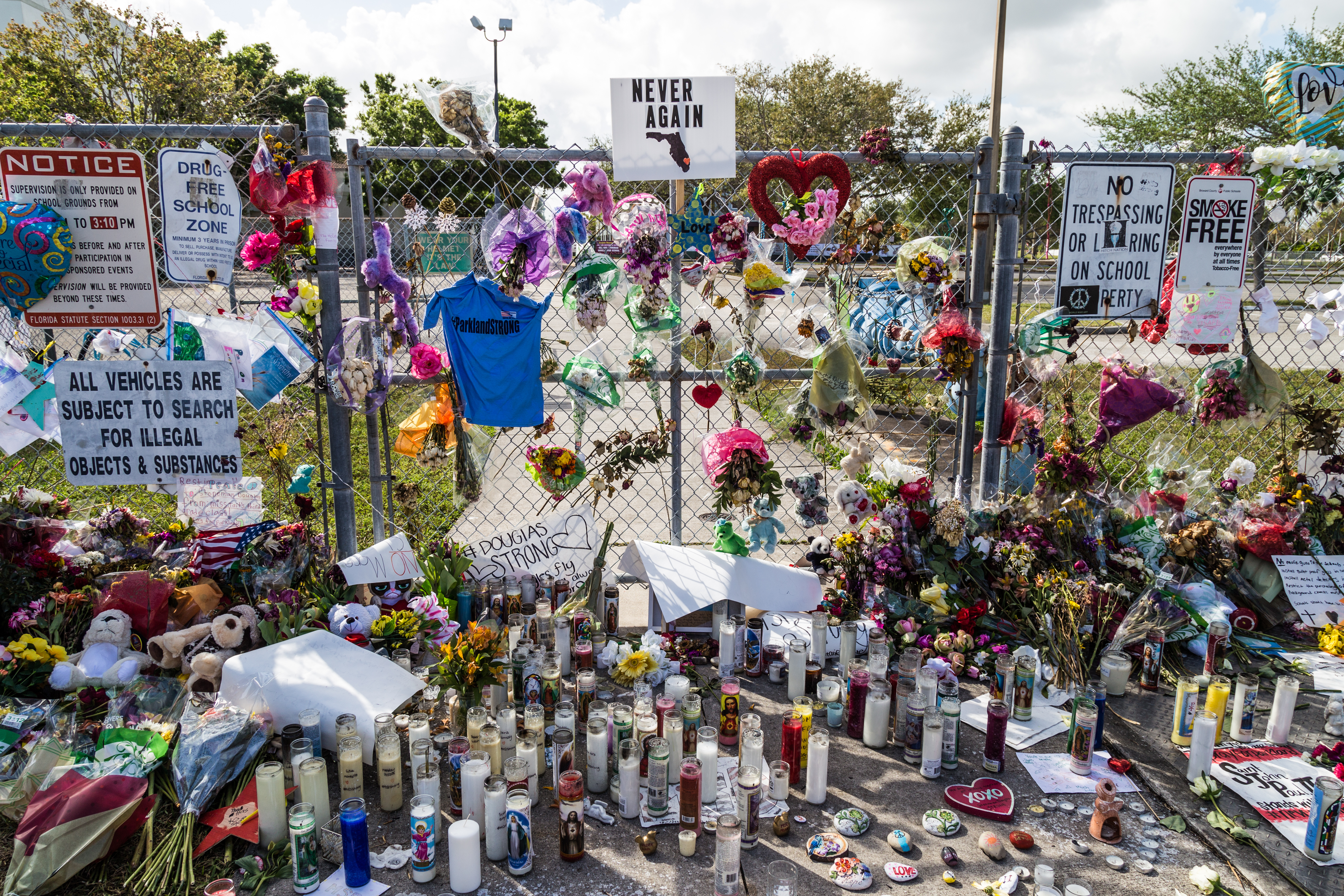 Memorial outside of Marjory Stoneman Douglas High School