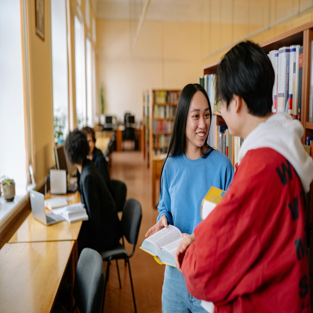 aanhpi students in a library