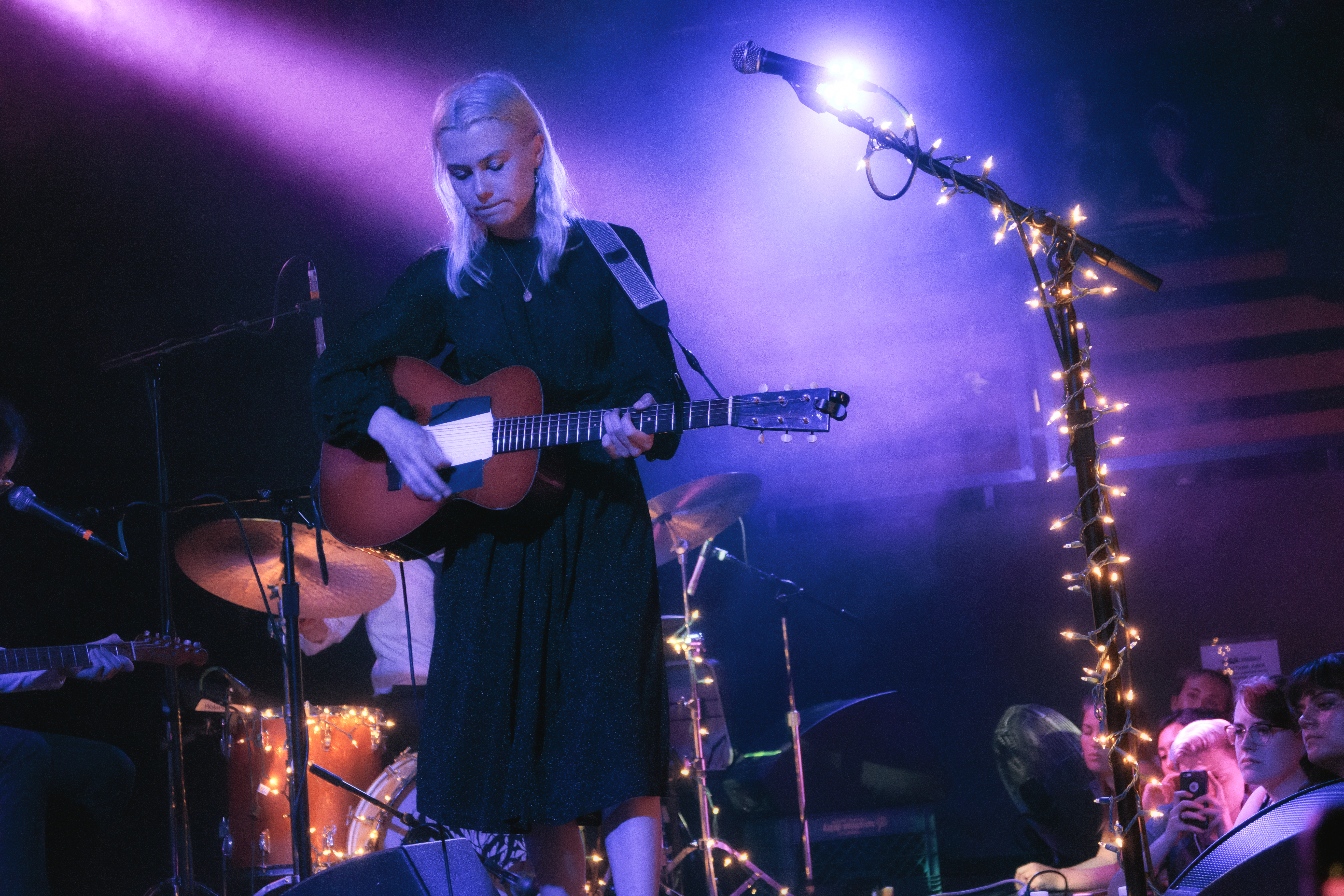 Phoebe Bridgers plays the guitar at a concert at the Crocodile in Seattle, Washington, on on July 12, 2018