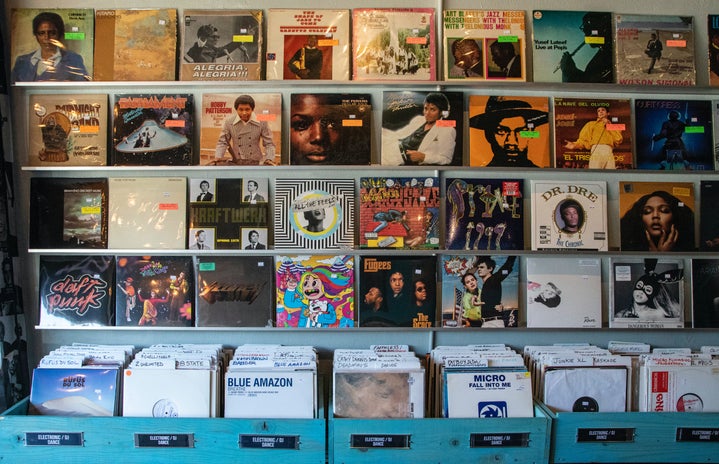 Records displayed at store