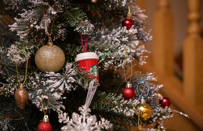 Starbucks ornament on tree